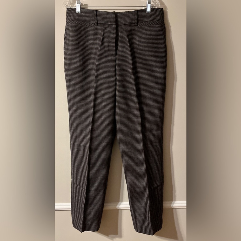 Larry Levine Sport 100% Wool Fully Lined Dress Pants Black and Tan Check Size 14